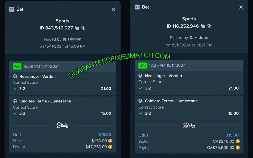 STAKE GUARANTEED FIXED BETTING MATCHES