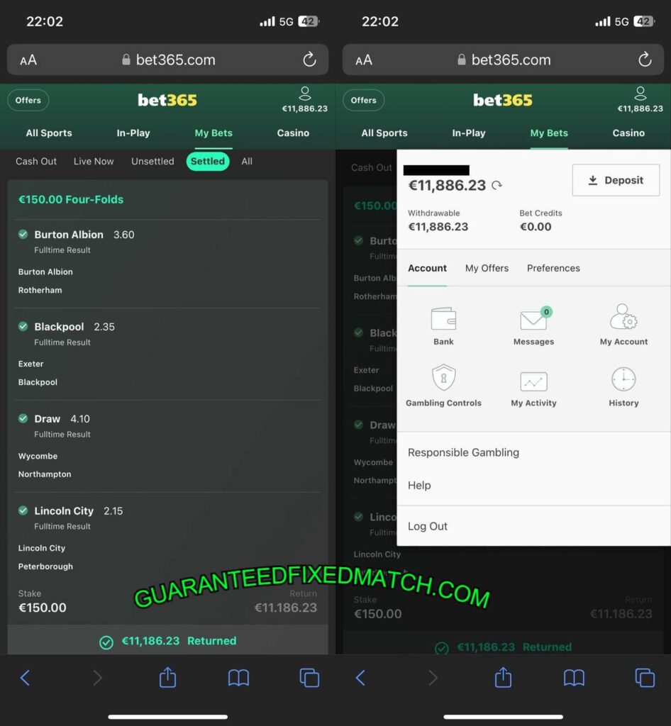 GUARANTEED BET365 FIXED ODDS