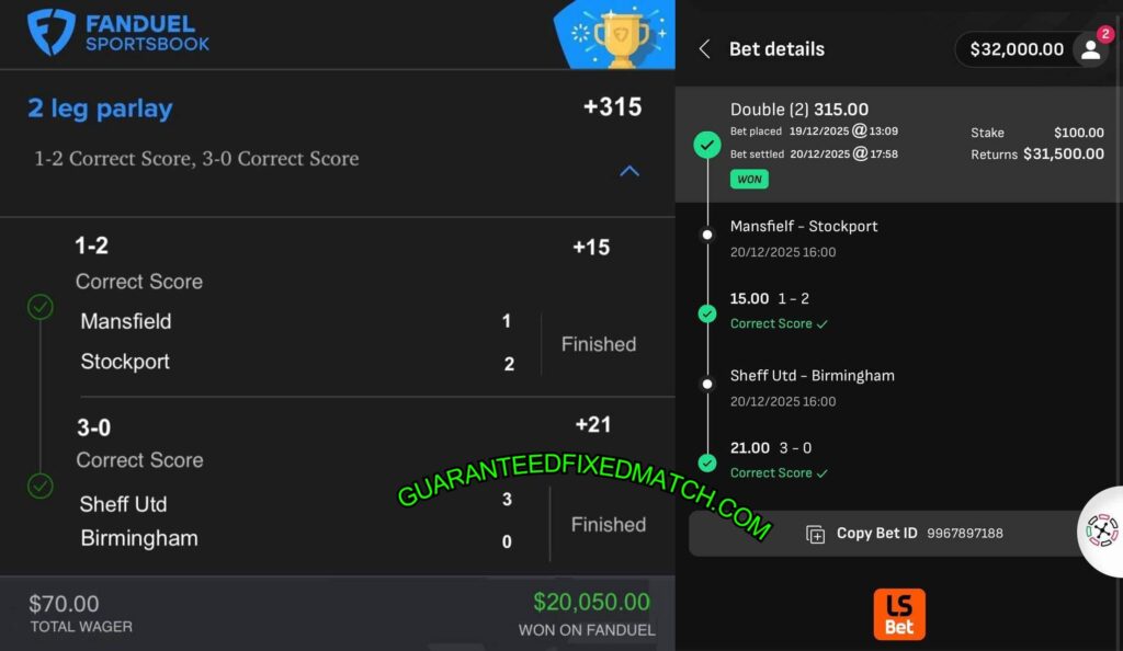 FANDUEL FIXED MATCHES TIPS
