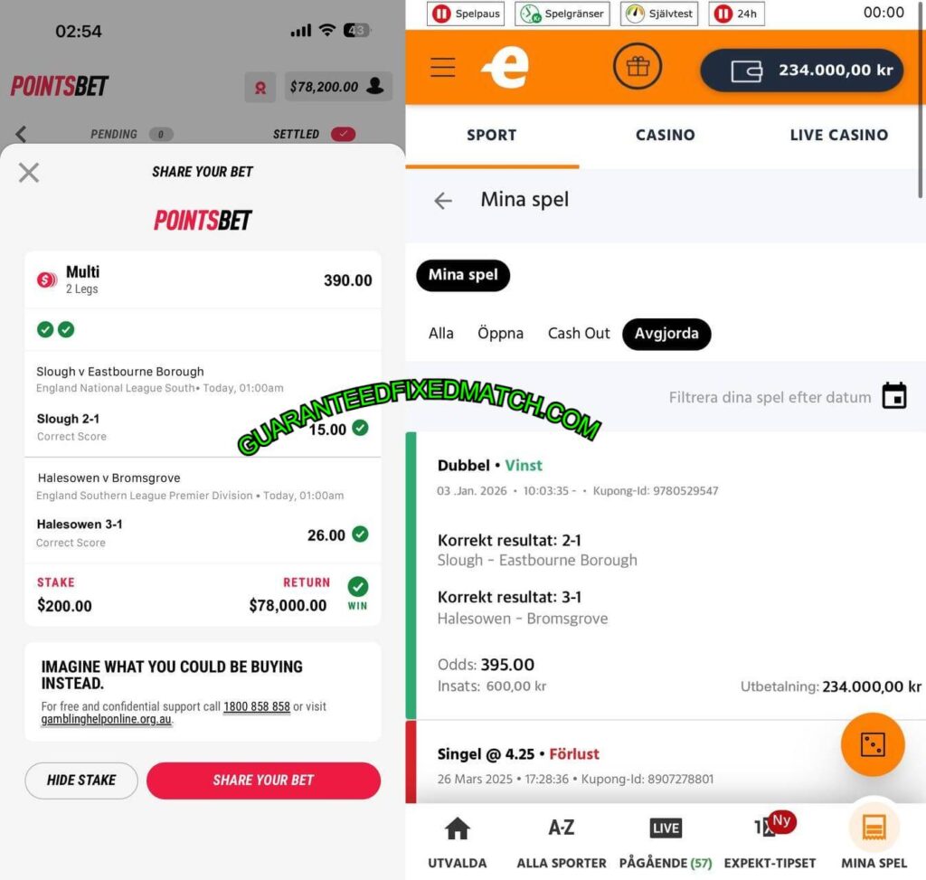 POINTS BET FIXED MATCHES TIPS