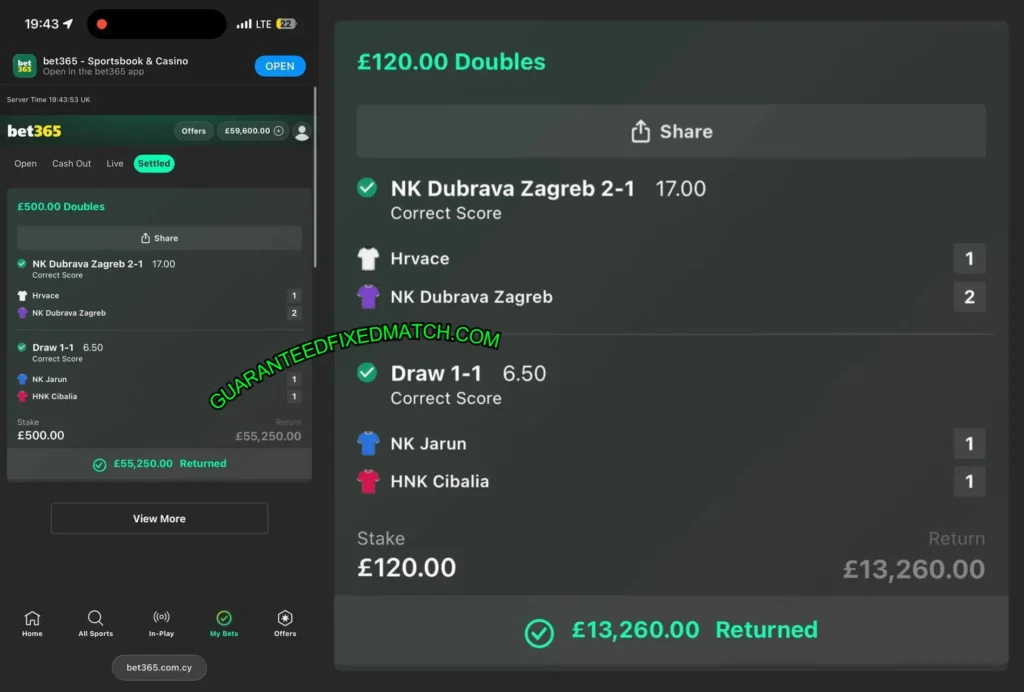 BET365 CORRECT SCORE MATCHES