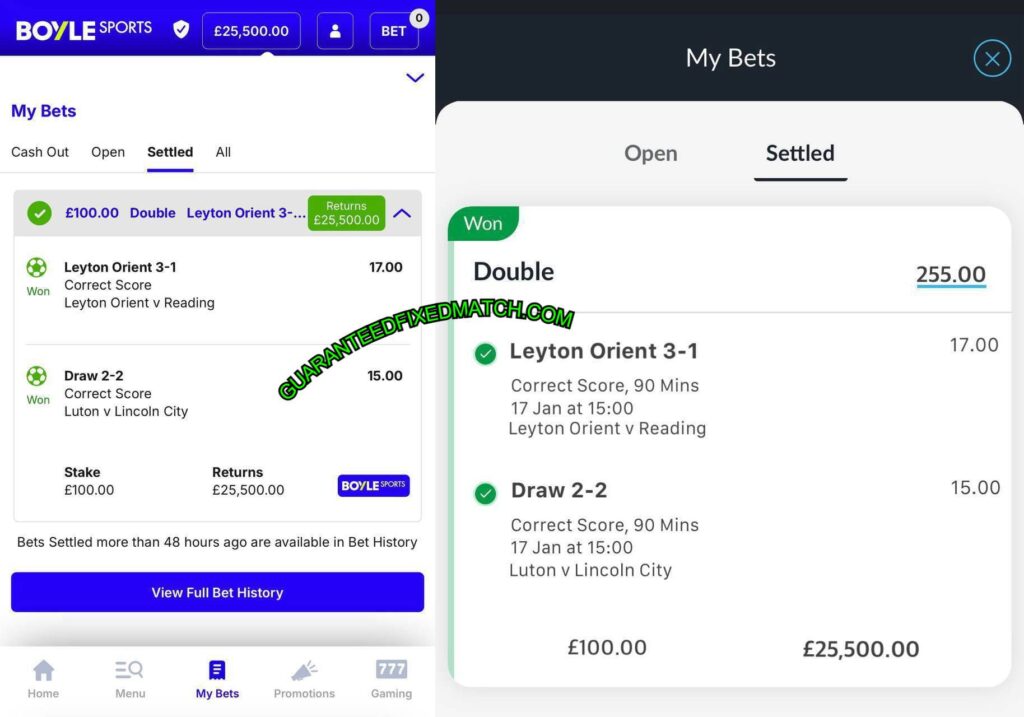 BET365 FIXED MATCHES PREDICTIONS BOYLE SPORTS FIXED MATCHES PREDICTIONS