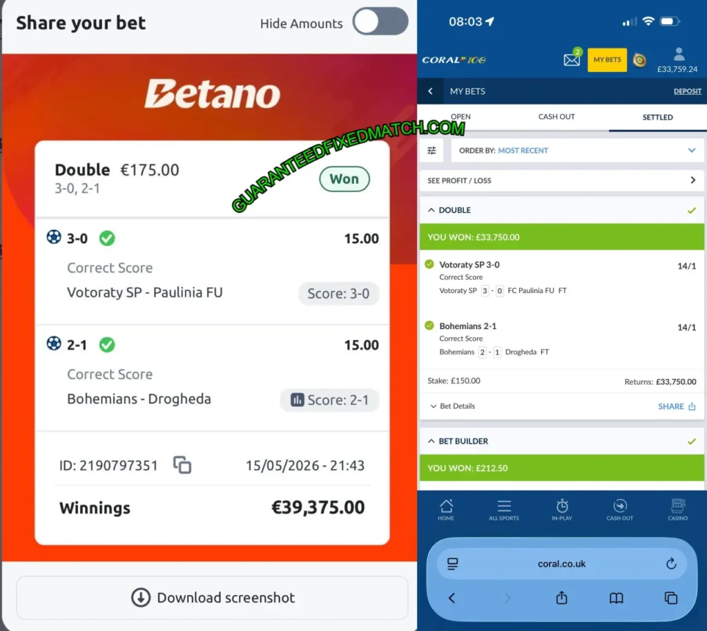 CORAL CORRECT SCORE FIXED MATCHES CORAL CORRECT SCORE FIXED MATCHES
