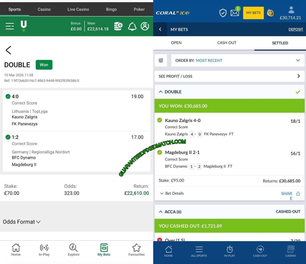CORAL SPORTS CORRECT FIXED MATCH 100 CORAL SPORTS CORRECT FIXED MATCH 100