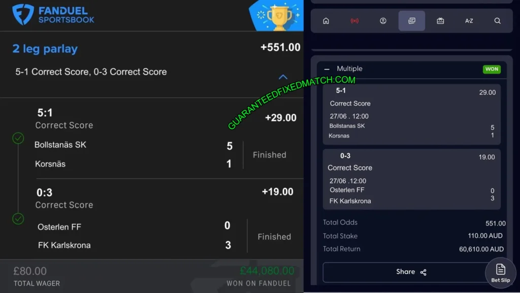 FANDUEL CORRECT SCORE FIXED MATCHES FANDUEL CORRECT SCORE FIXED MATCHES