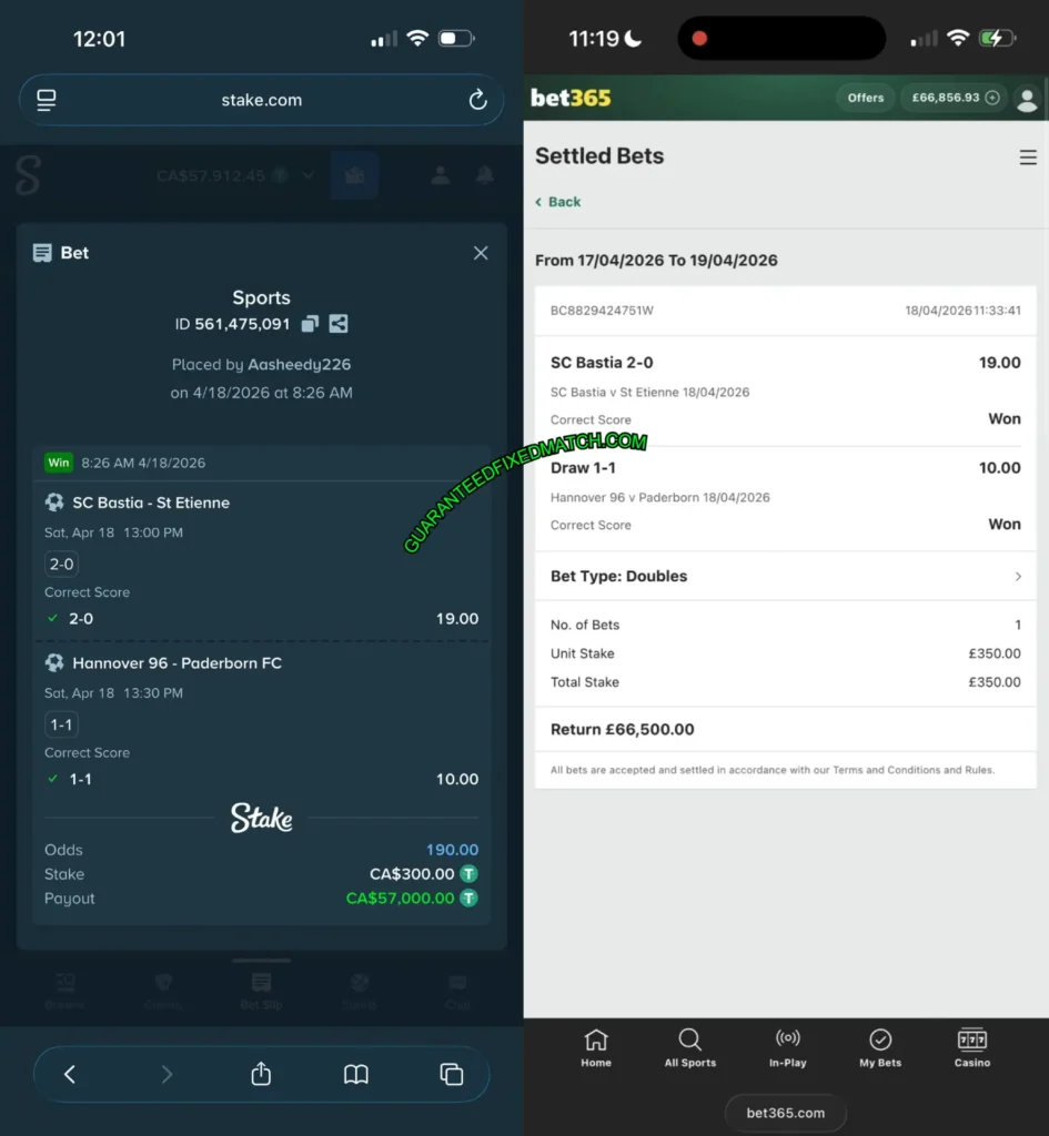 SECURE BET365 CORRECT FIXED MATCHES