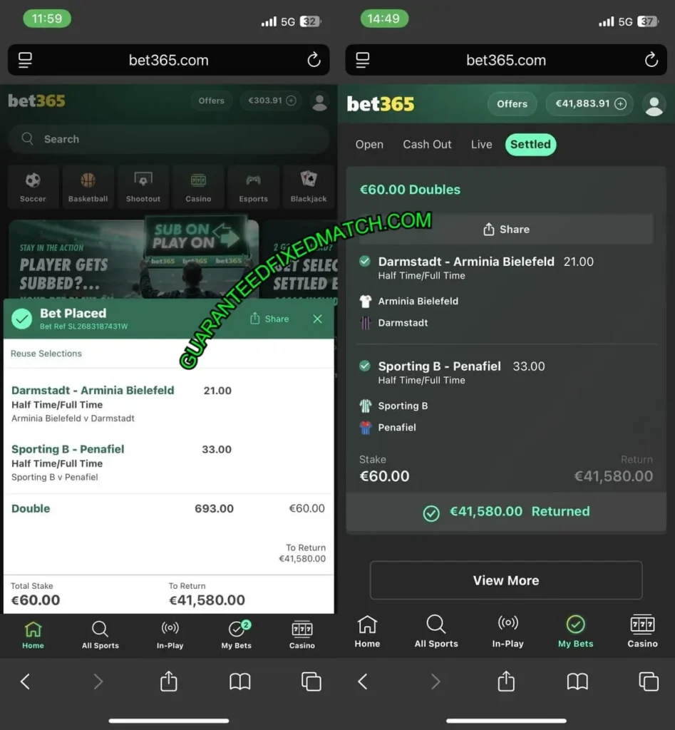 SECURE FIXED MATCHES ON BET365