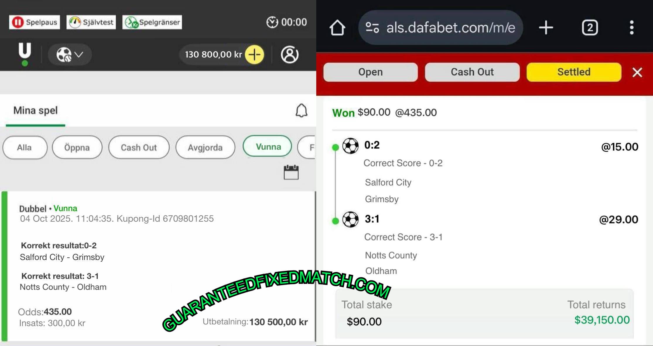 UNIBET CORRECT FIXED MATCHES
