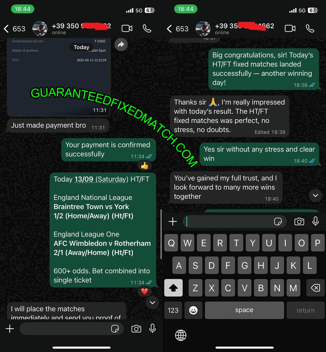 WHATSAPP SECURE FIXED MATCH